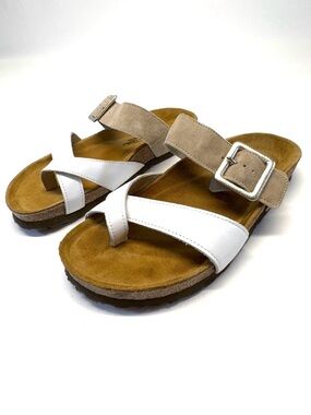 NWOB Authentic Naot Fresno Sandals - White/Sandstone - Size 37 (Runs Large!)